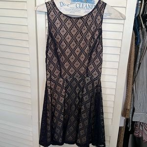 Blue and tan lace dress